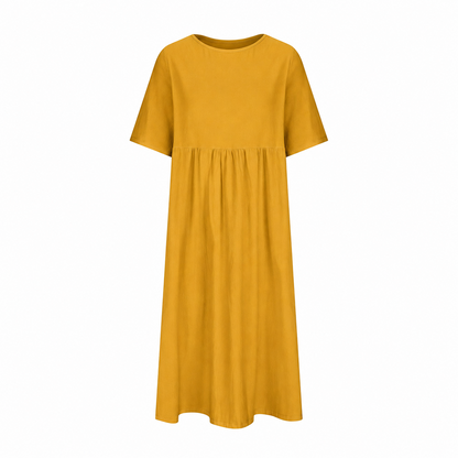 New Summer Cotton Linen Casual Short-Sleeve Dresses