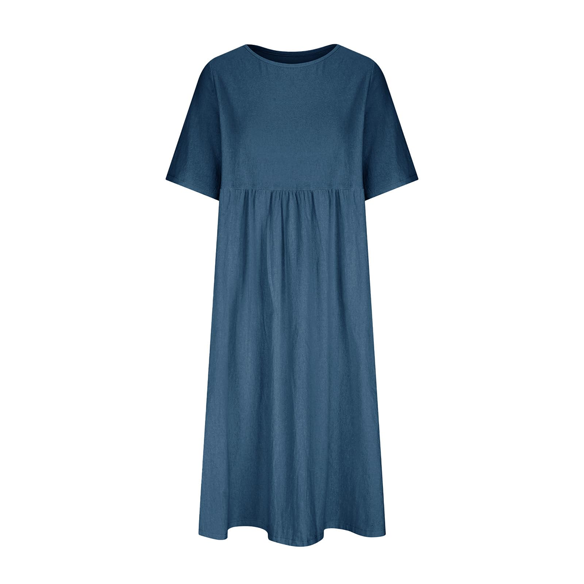 New Summer Cotton Linen Casual Short-Sleeve Dresses