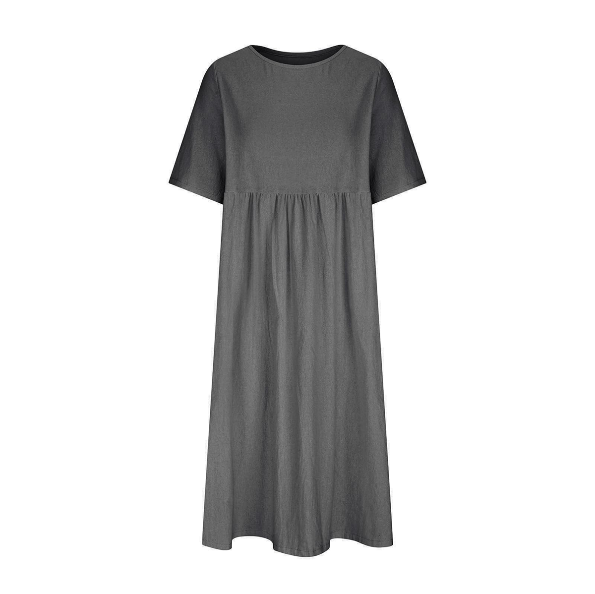 New Summer Cotton Linen Casual Short-Sleeve Dresses