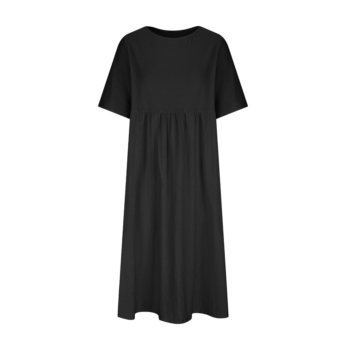 New Summer Cotton Linen Casual Short-Sleeve Dresses