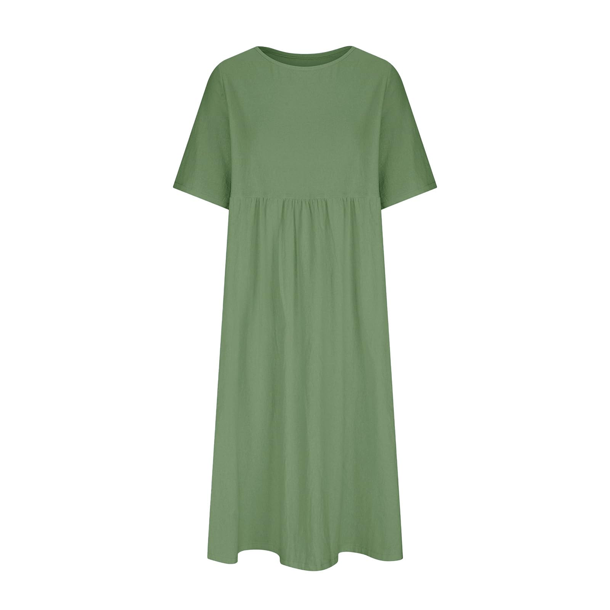 New Summer Cotton Linen Casual Short-Sleeve Dresses
