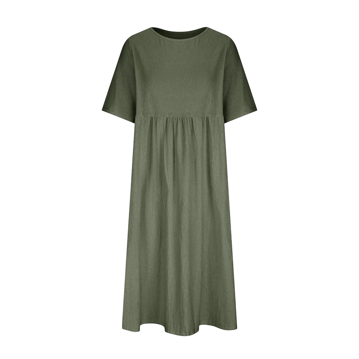 New Summer Cotton Linen Casual Short-Sleeve Dresses