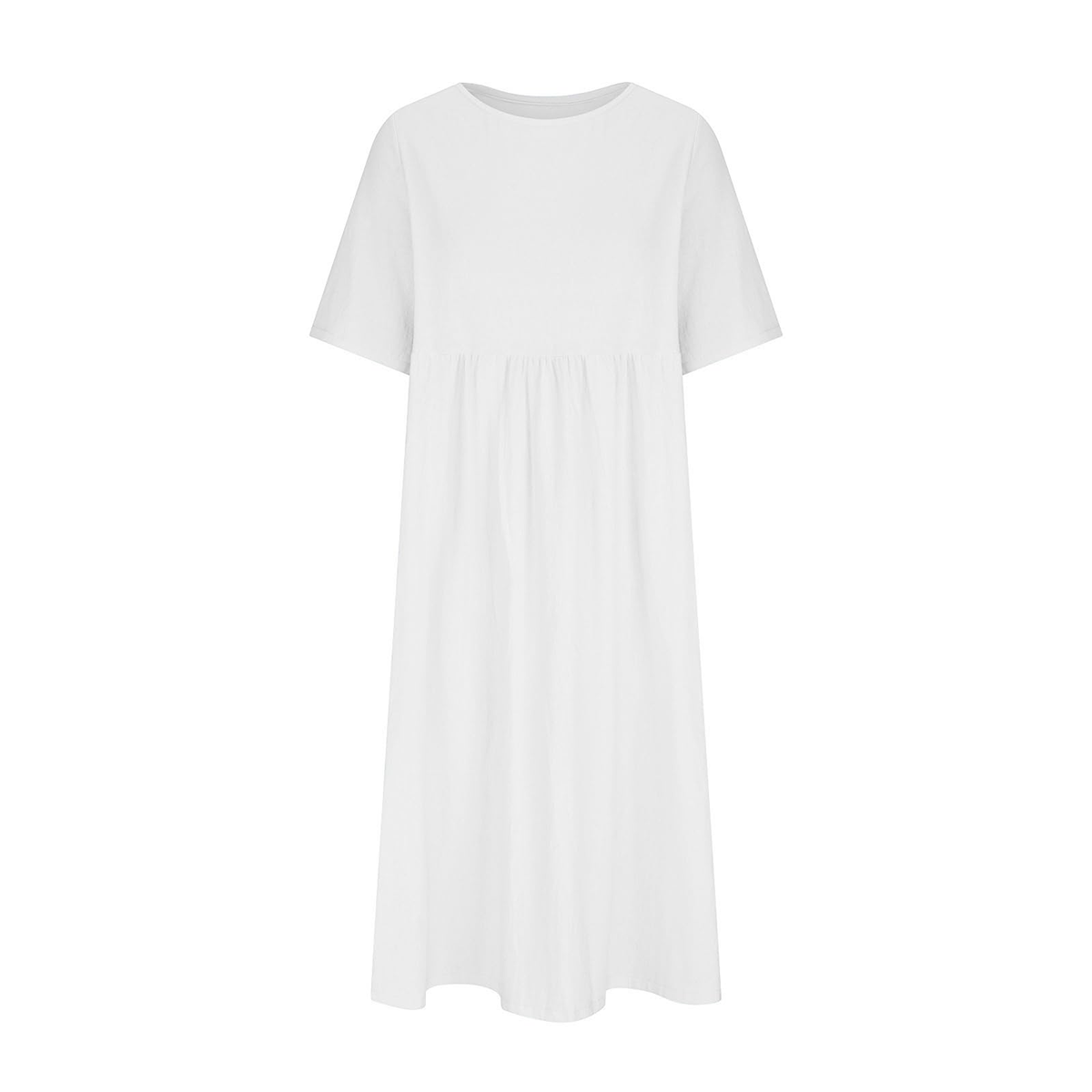 New Summer Cotton Linen Casual Short-Sleeve Dresses