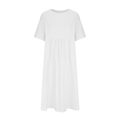 New Summer Cotton Linen Casual Short-Sleeve Dresses