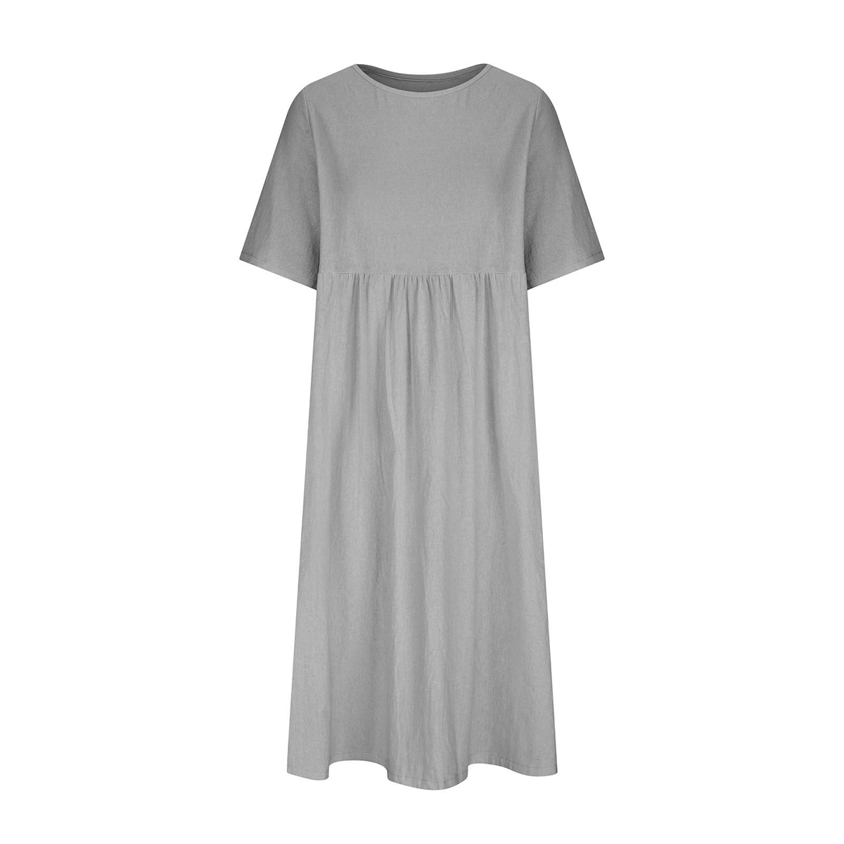 New Summer Cotton Linen Casual Short-Sleeve Dresses