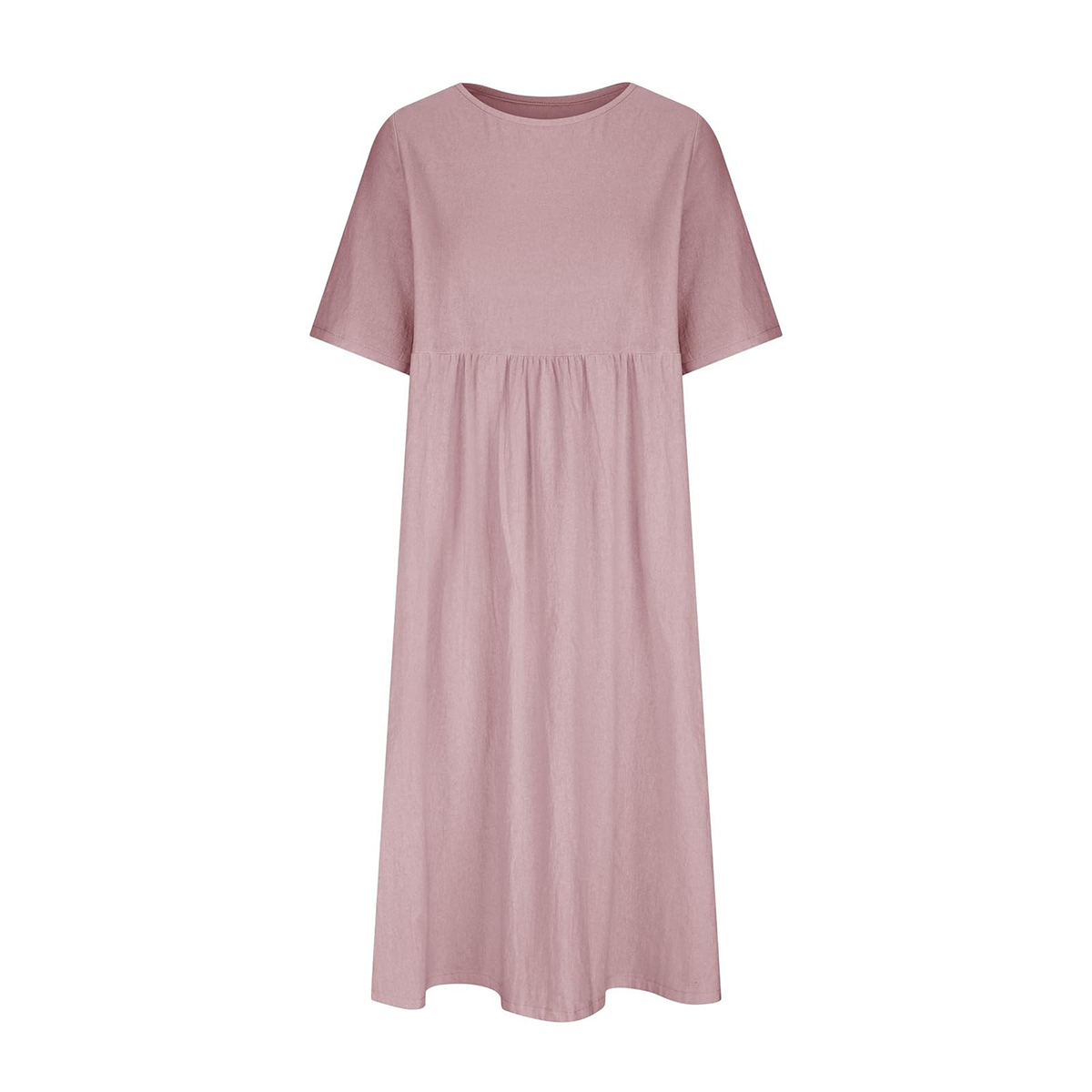 New Summer Cotton Linen Casual Short-Sleeve Dresses