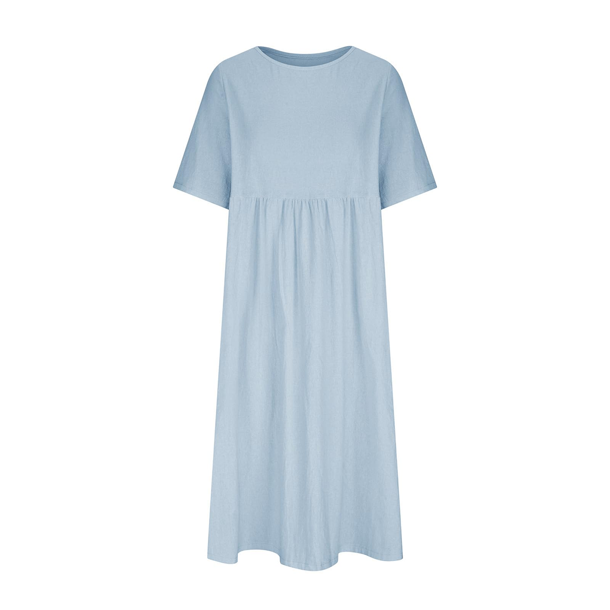 New Summer Cotton Linen Casual Short-Sleeve Dresses