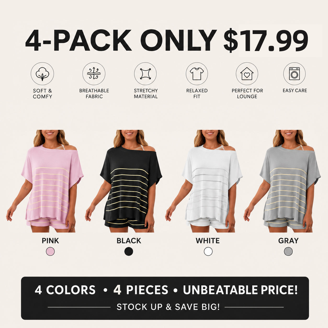 Women's Striped 2 Piece Outfits